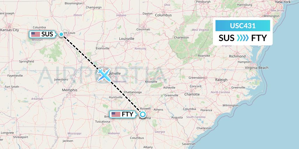 USC431 Airnet Express Flight Map: St. Louis to Atlanta