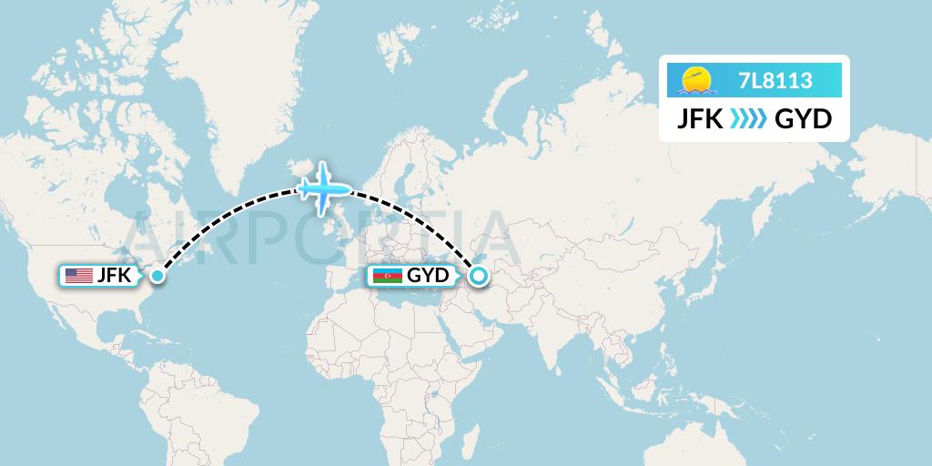 7L8113 Silk Way West Airlines Flight Map: New York to Baku