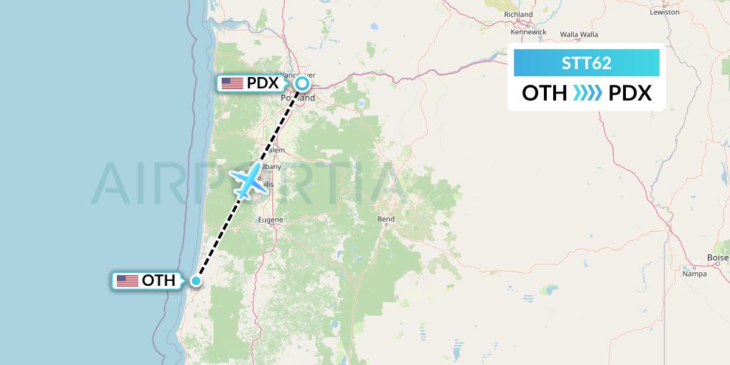 STT62 Western Aircraft, Inc. Flight Map: North Bend to Portland