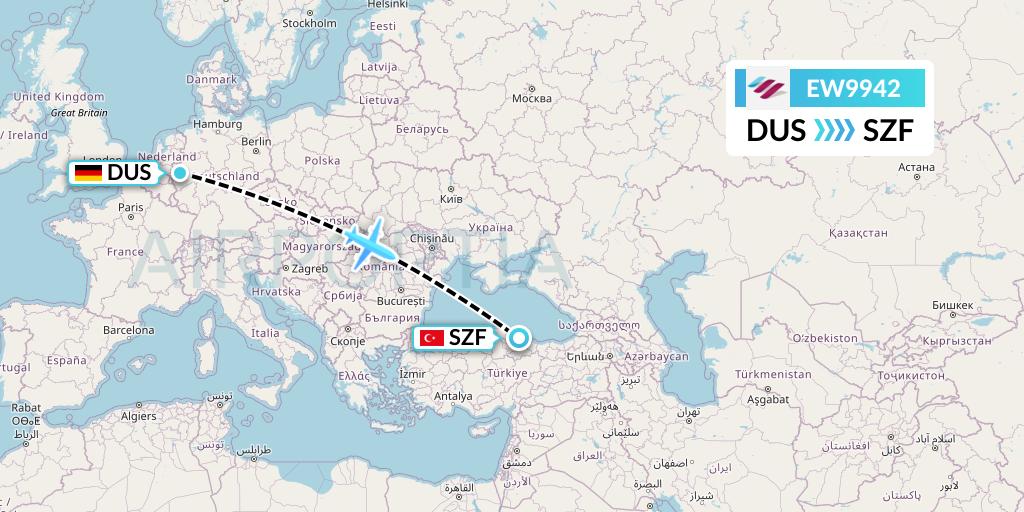 EW9942 Eurowings Flight Map: Dusseldorf to Samsun