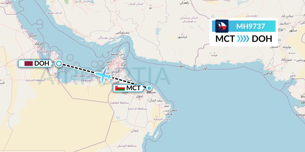 MH9737 Malaysia Airlines Flight Map: Muscat to Doha