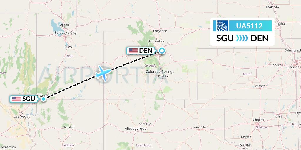 UA5112 United Airlines Flight Map: St. George to Denver