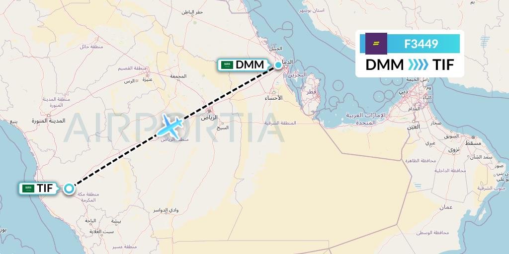 F3449 flydeal Flight Map: Dammam to Taif