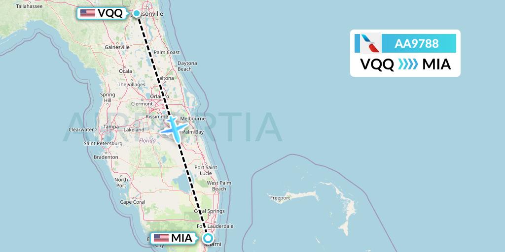 AA9788 American Airlines Flight Map: Jacksonville to Miami