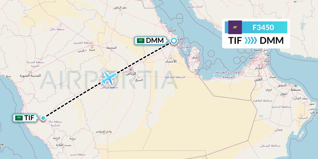 F3450 flydeal Flight Map: Taif to Dammam