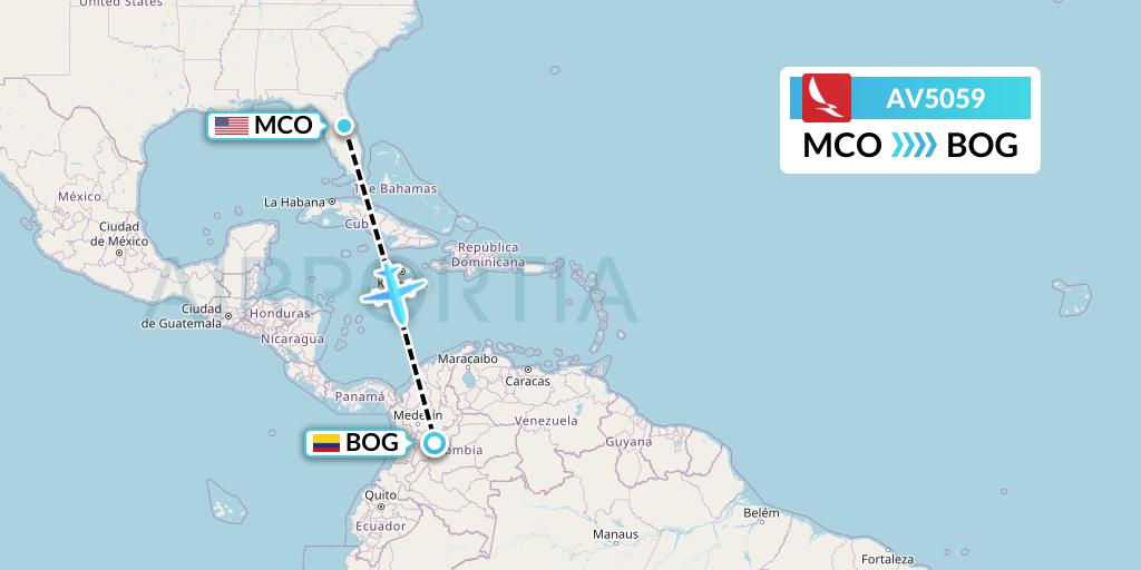 AV5059 Avianca Flight Map: Orlando to Bogota