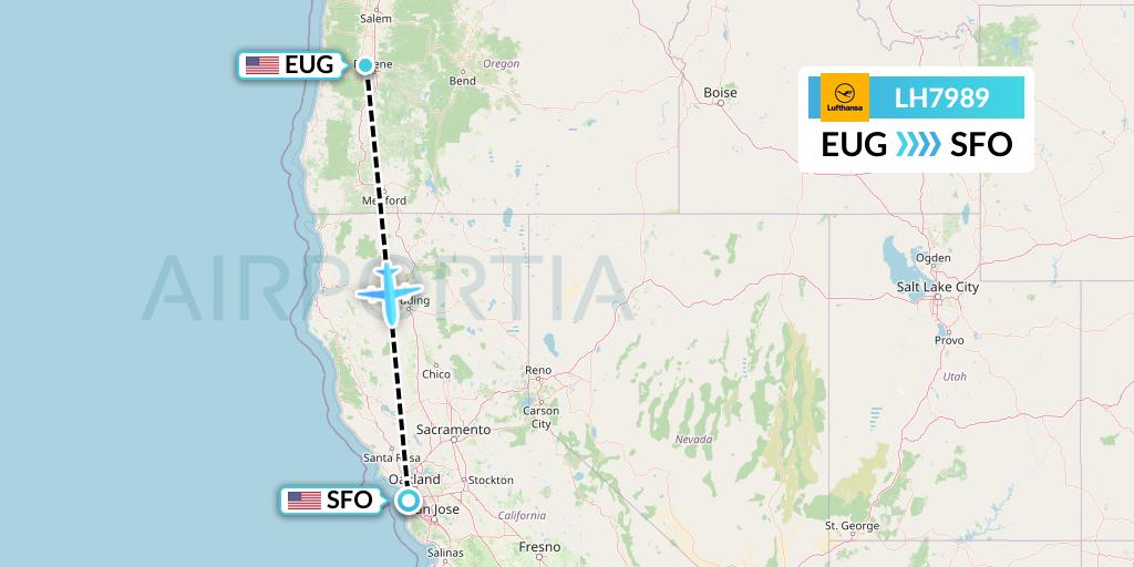 LH7989 Flight Status Lufthansa Eugene to San Francisco (DLH7989)