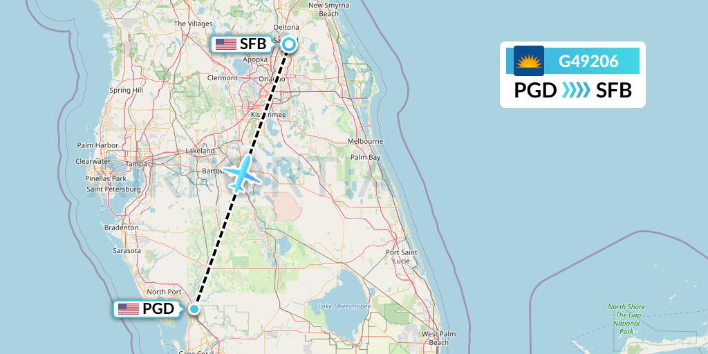 G49206 Allegiant Air Flight Map: Punta Gorda to Orlando