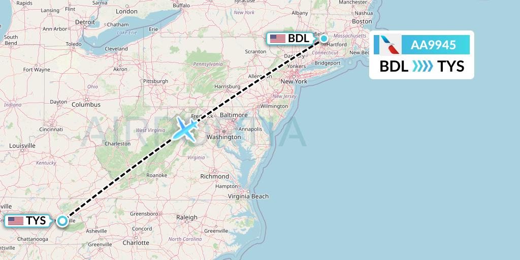 AA9945 Flight Status American Airlines Windsor Locks to Knoxville