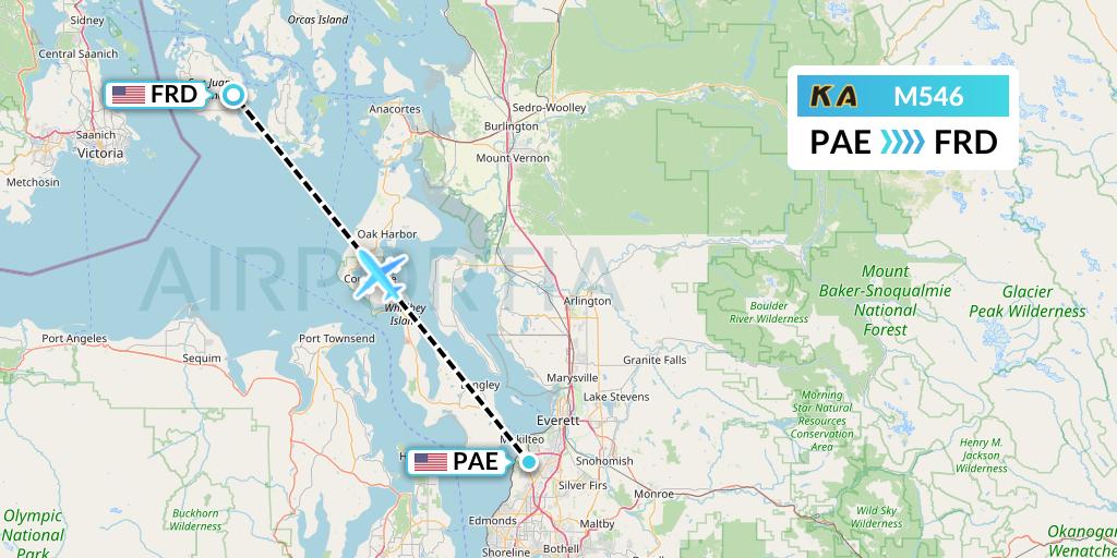 M546 Kenmore Air Flight Map: Everett to Friday Harbor