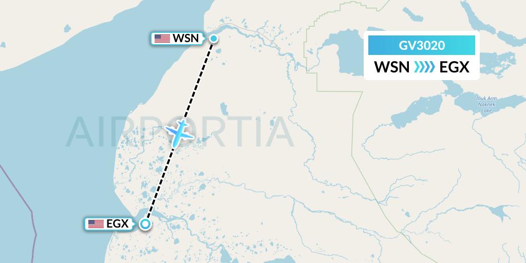 GV3020 Grant Aviation Flight Map: South Naknek to Egegik