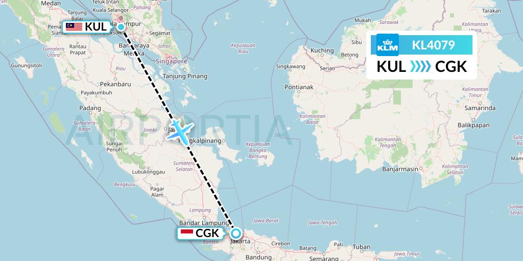 KL4079 KLM Flight Map: Kuala Lumpur to Jakarta