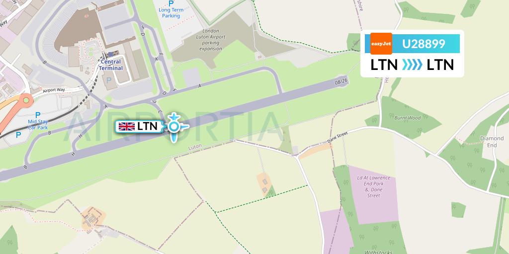 U28899 EasyJet Flight Map: London to London