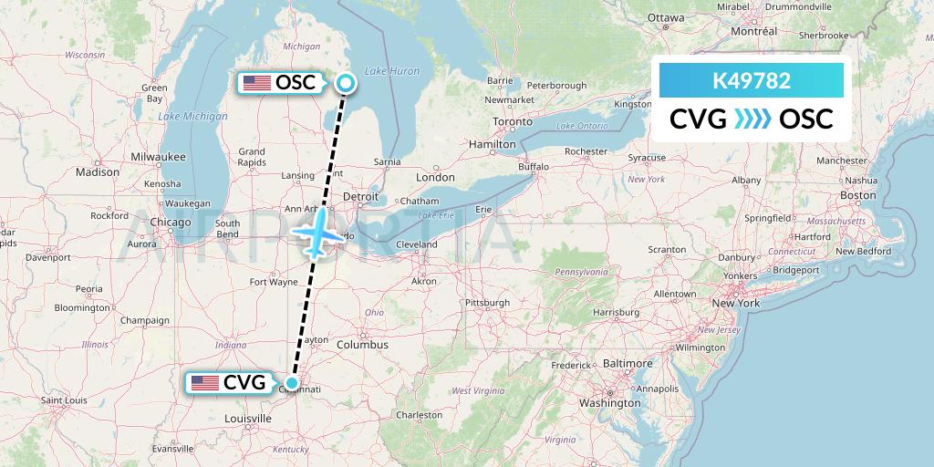 K49782 Kalitta Air Flight Map: Cincinnati to Oscoda