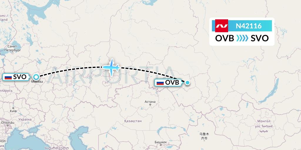 N42116 Nordwind Airlines Flight Map: Novosibirsk to Moscow