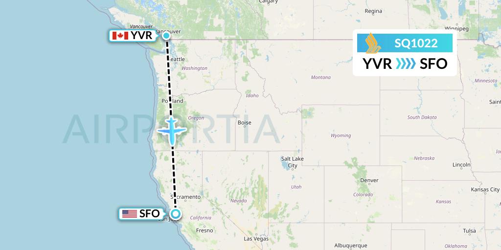 SQ1022 Singapore Airlines Flight Map: Vancouver to San Francisco