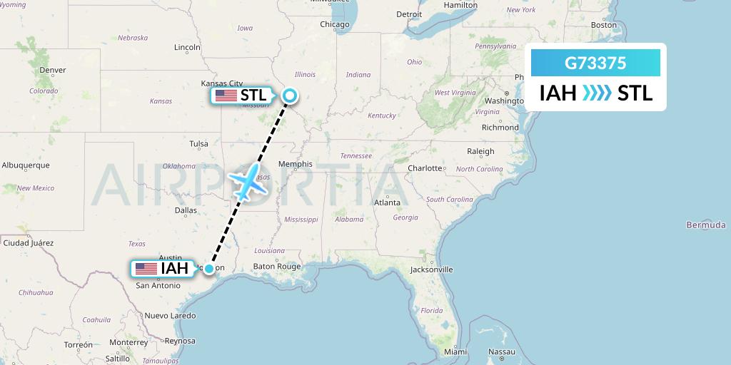 G73375 GoJet Flight Map: Houston to St. Louis