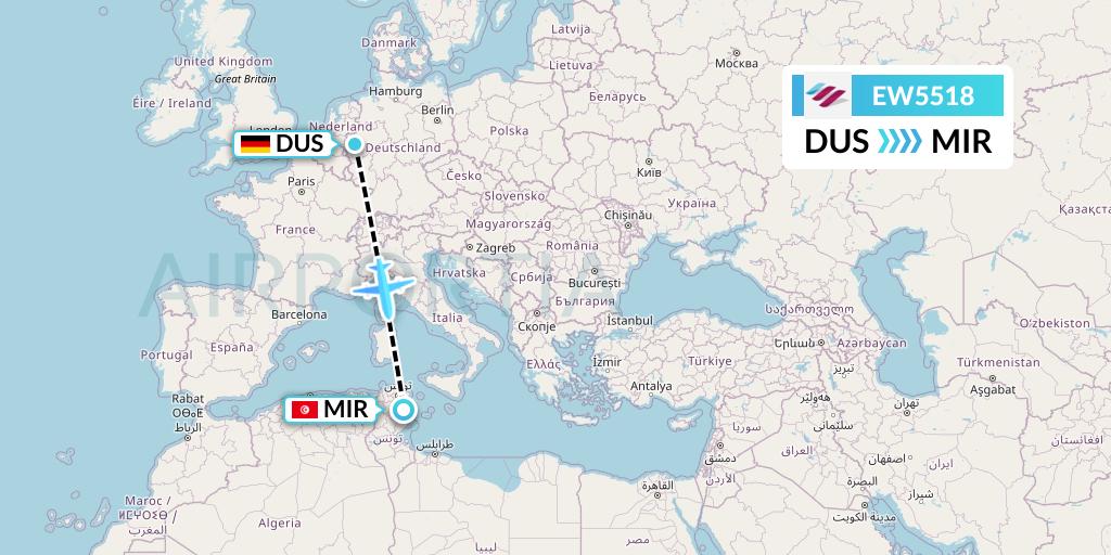EW5518 Eurowings Flight Map: Dusseldorf to Monastir