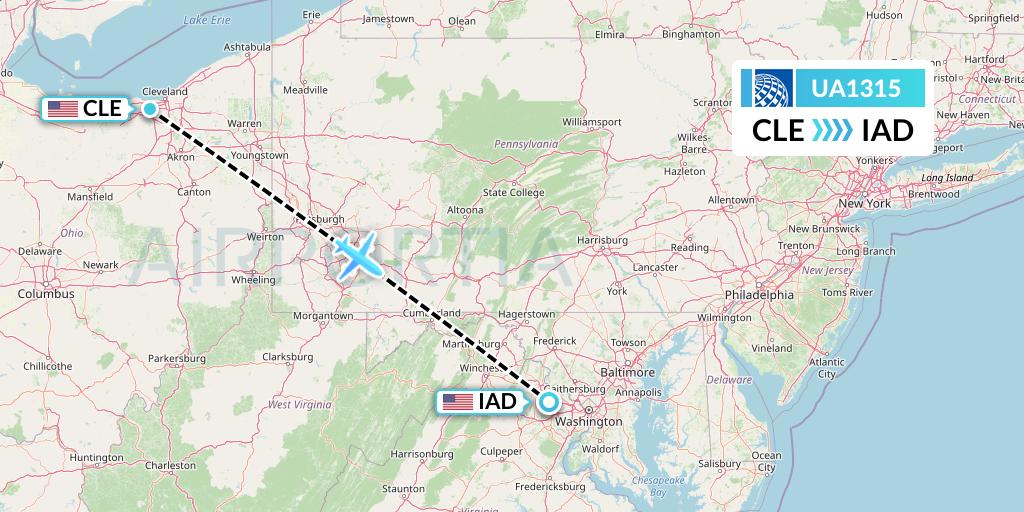 UA1315 Flight Status United Airlines Cleveland to Washington (UAL1315)