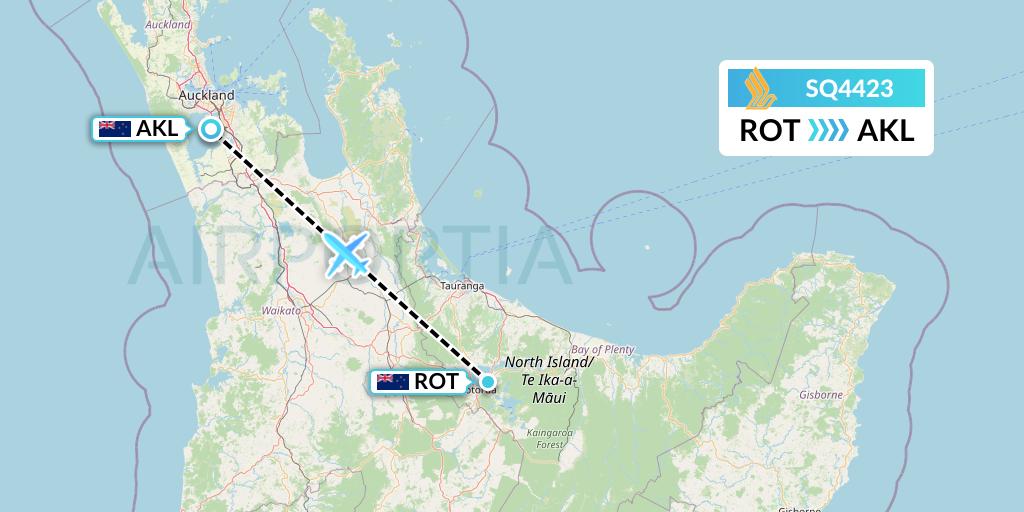 SQ4423 Singapore Airlines Flight Map: Rotorua to Auckland