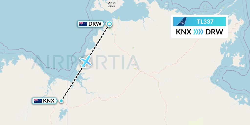 TL337 Airnorth Flight Map: Kununurra to Darwin