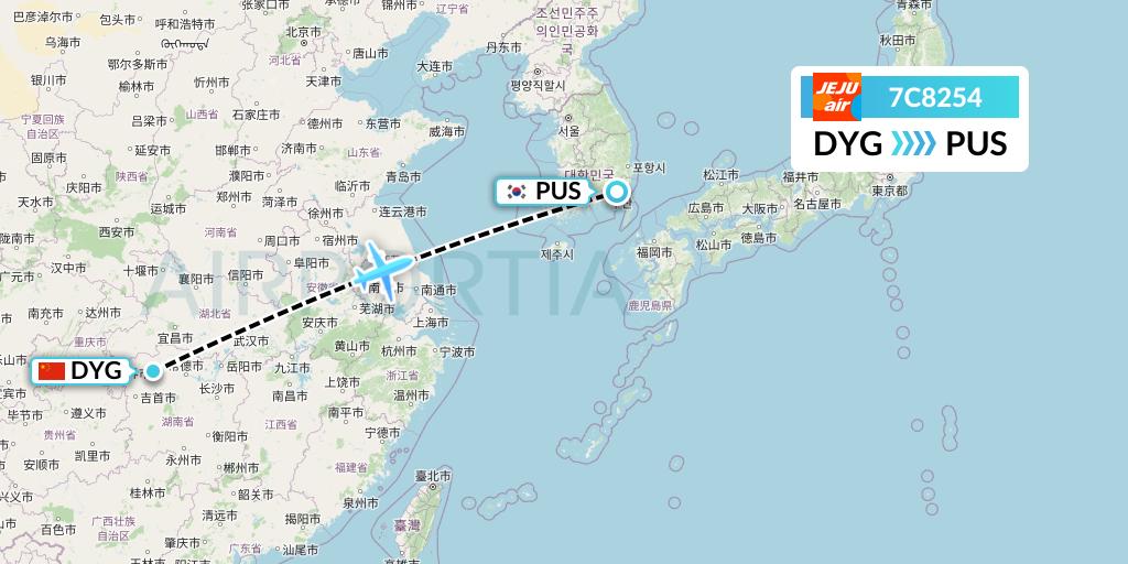 7C8254 Jeju Air Flight Map: Dayong to Busan