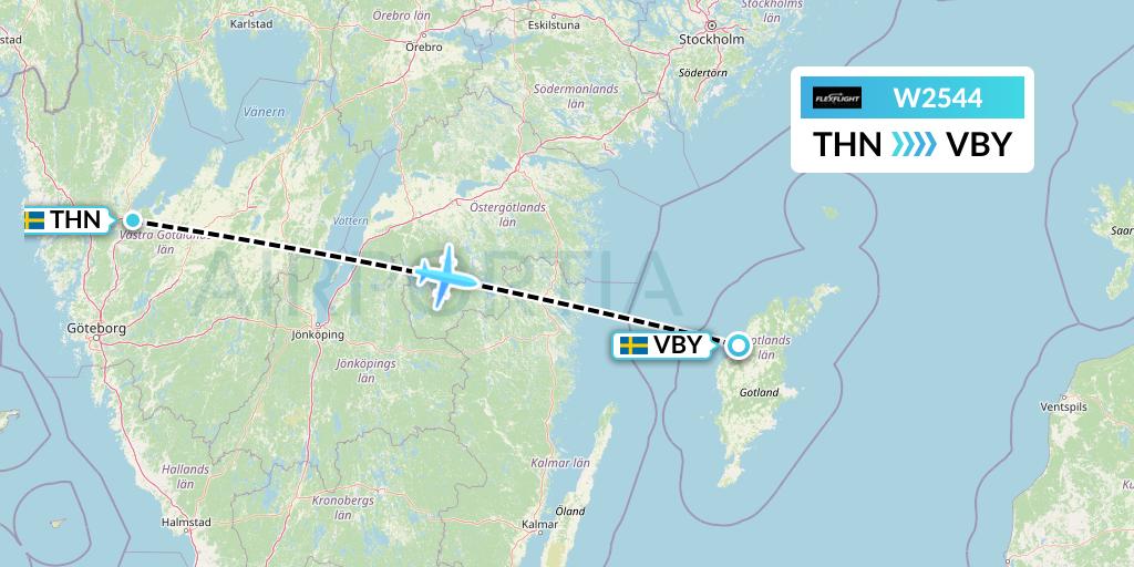 W2544 Flex Flight Flight Map: Trollhattan to Visby