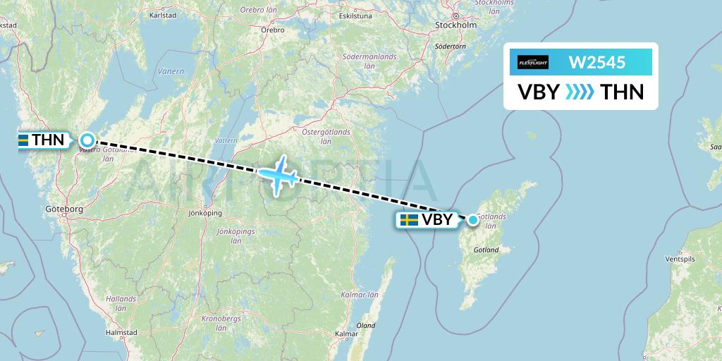 W2545 Flex Flight Flight Map: Visby to Trollhattan