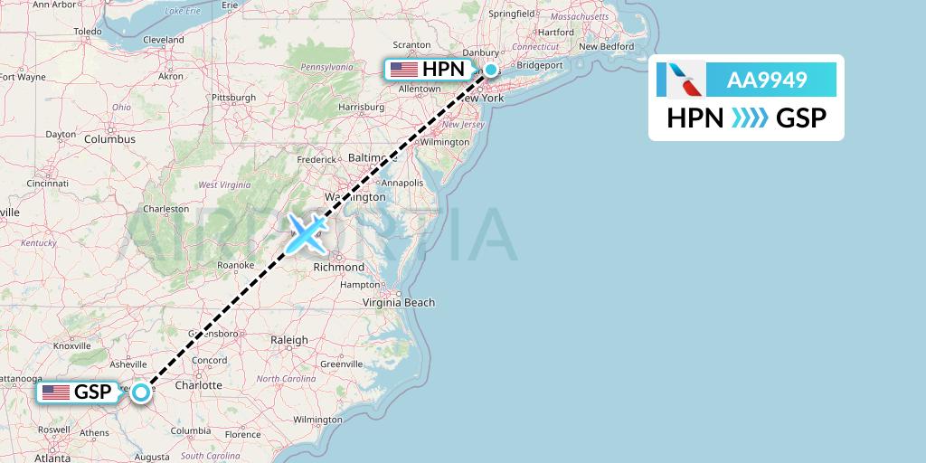 AA9949 Flight Status American Airlines White Plains to Greenville