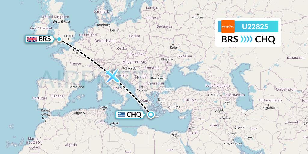 U22825 EasyJet Flight Map: Bristol to Chania
