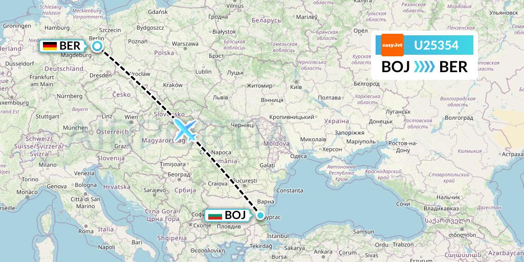 U25354 EasyJet Flight Map: Burgas to Berlin