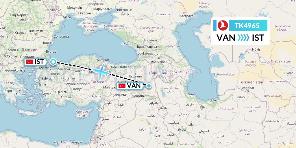 TK4965 Turkish Airlines Flight Map: Van to Istanbul