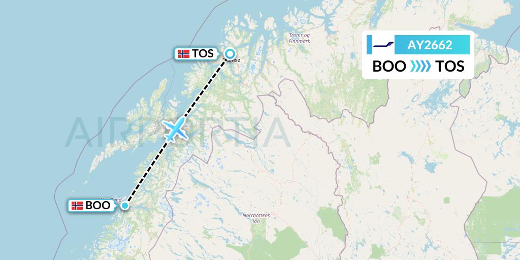 AY2662 Finnair Flight Map: Bodo to Tromso
