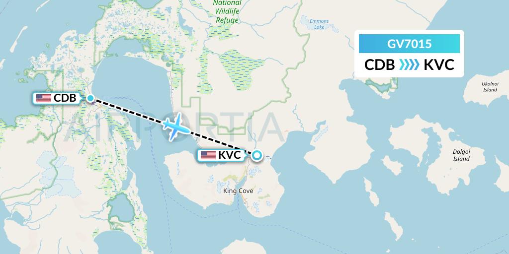 GV7015 Grant Aviation Flight Map: Cold Bay to King Cove