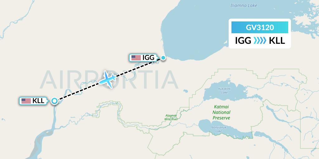 GV3120 Grant Aviation Flight Map: Igiugig to Levelock