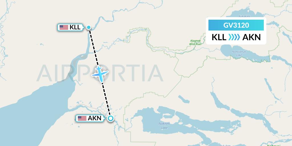 GV3120 Grant Aviation Flight Map: Levelock to King Salmon