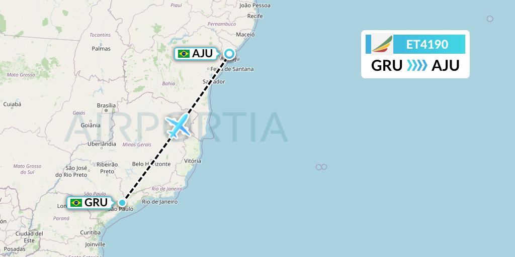 ET4190 Ethiopian Airlines Flight Map: Sao Paulo to Aracaju