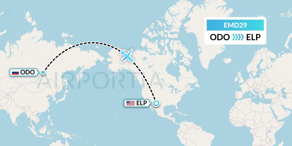 EMD29 Eaglemed Flight Map: Bodaybo to El Paso