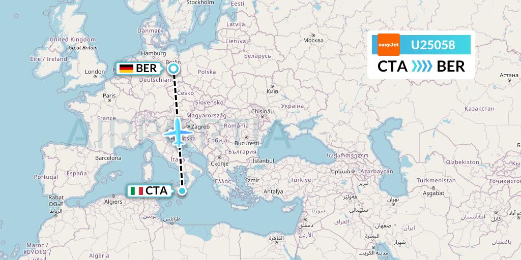 U25058 EasyJet Flight Map: Catania to Berlin