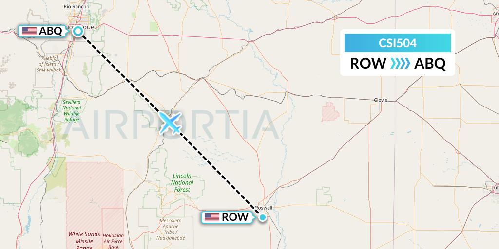 CSI504 Csi Aviation Flight Map: Roswell to Albuquerque