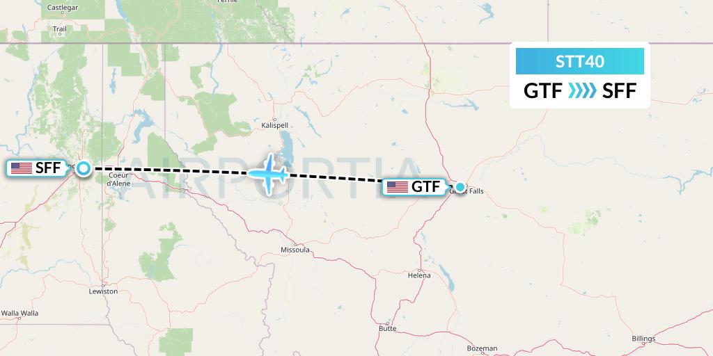 STT40 Western Aircraft, Inc. Flight Map: Great Falls to Spokane