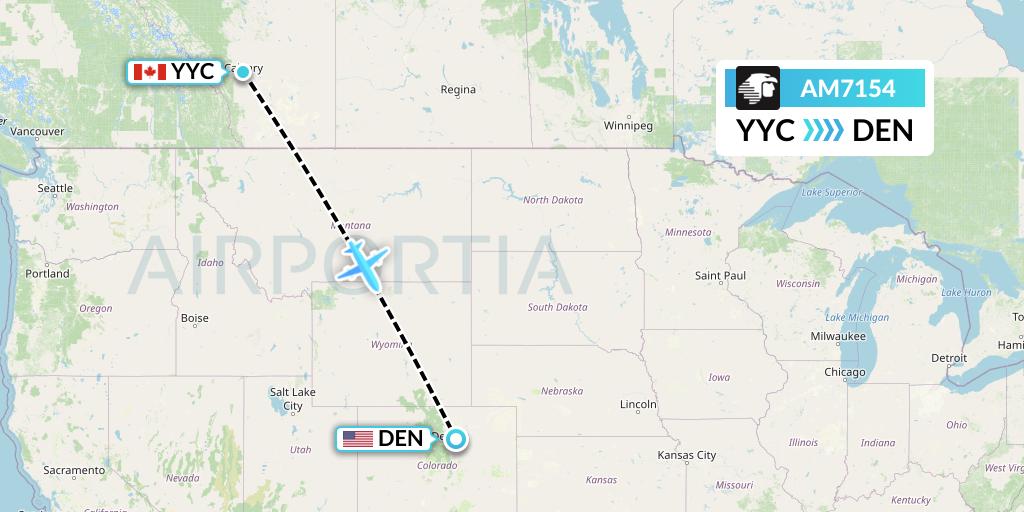 AM7154 Aeromexico Flight Map: Calgary to Denver