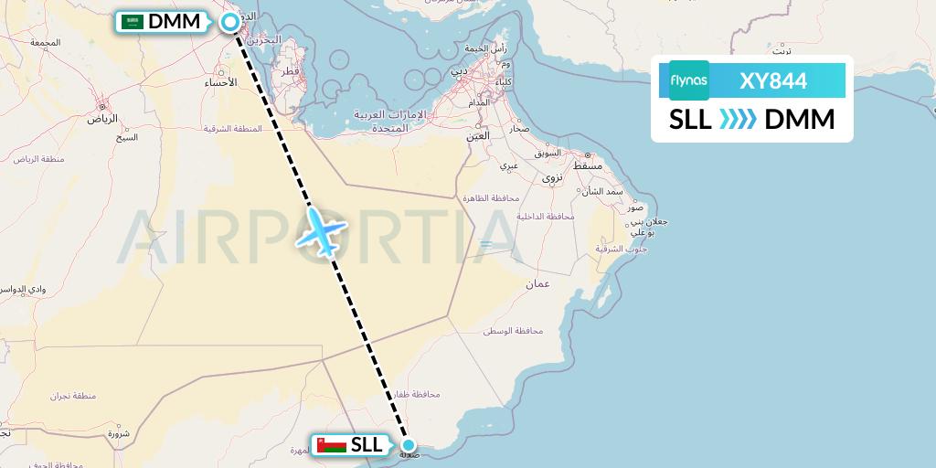 XY844 Flynas Flight Map: Salalah to Dammam