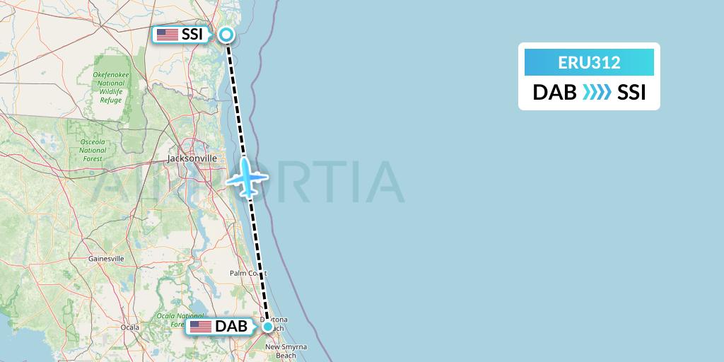ERU312 Embry-riddle Aeronautical University Flight Map: Daytona Beach to Brunswick