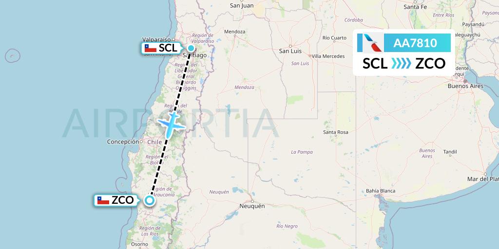 AA7810 American Airlines Flight Map: Santiago to Temuco