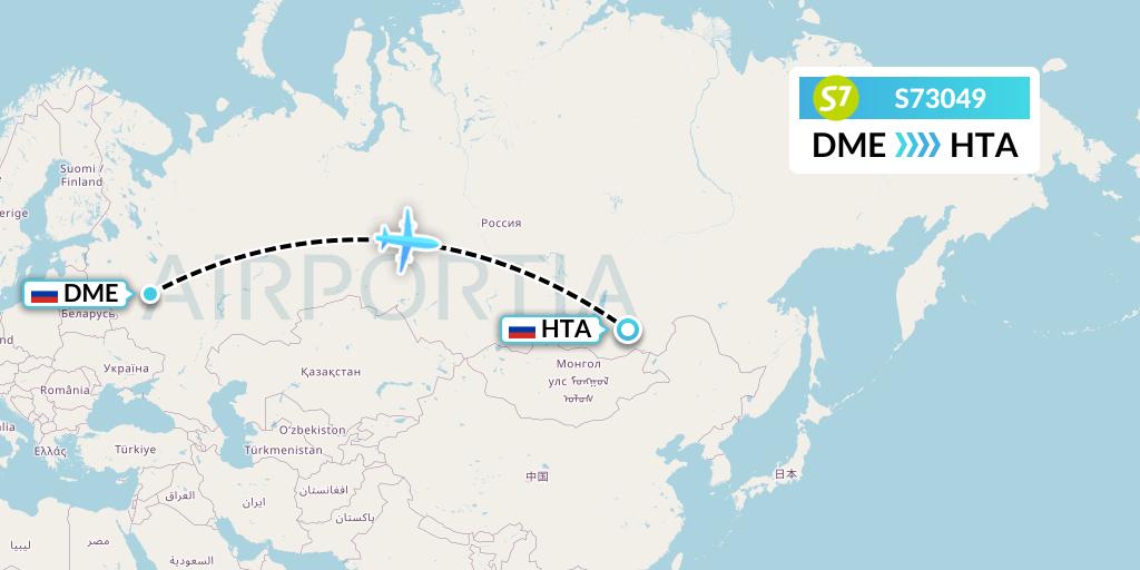 S73049 S7 Airlines Flight Map: Moscow to Chita