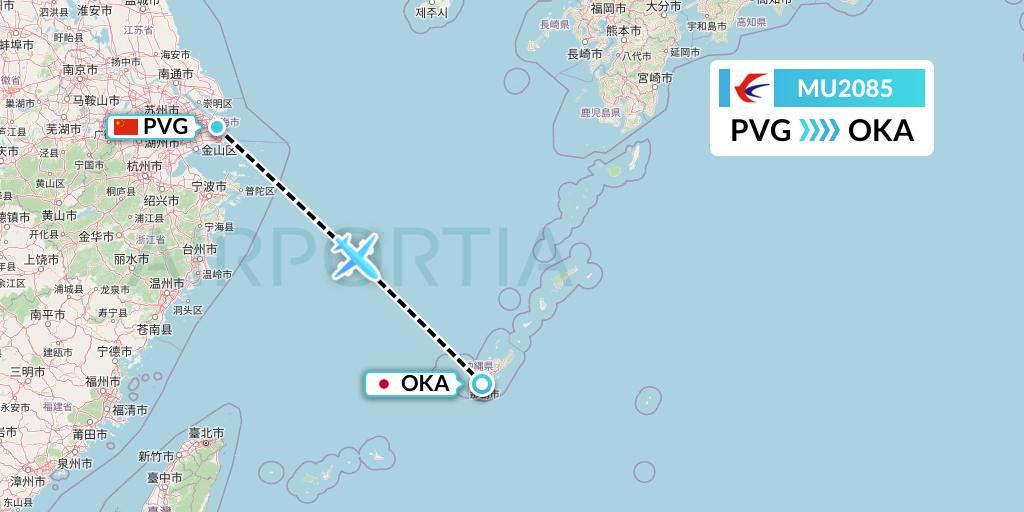 MU2085 China Eastern Airlines Flight Map: Shanghai to Naha