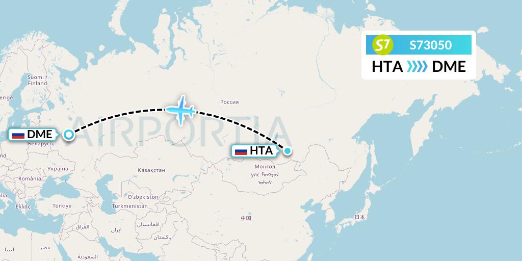 S73050 S7 Airlines Flight Map: Chita to Moscow