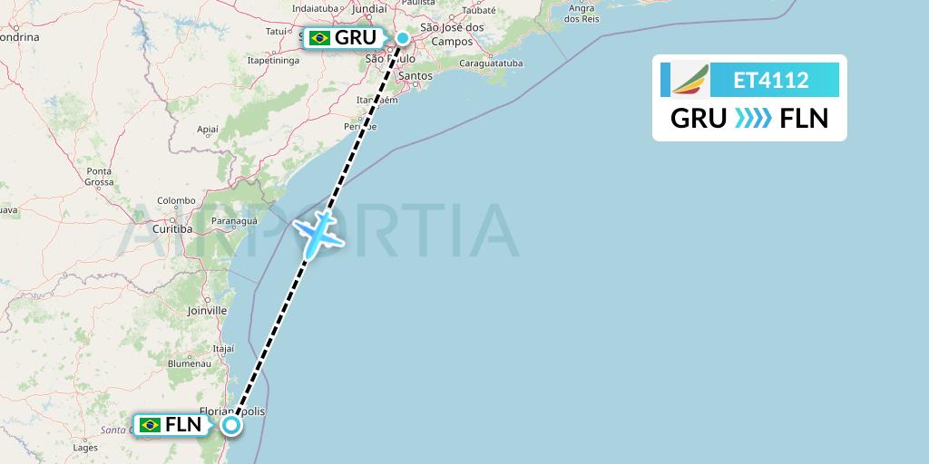 ET4112 Ethiopian Airlines Flight Map: Sao Paulo to Florianopolis