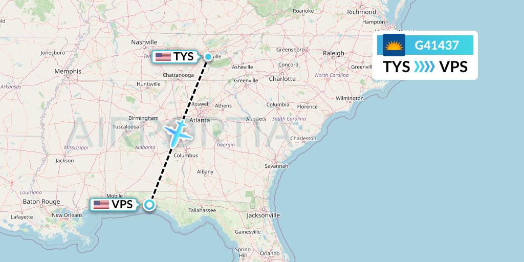G41437 Allegiant Air Flight Map: Knoxville to Valparaiso